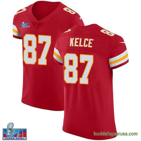 Mens Kansas City Chiefs Travis Kelce Red Elite Team Color Vapor Untouchable Super Bowl Lvii Patch Kcc216 Jersey C3001